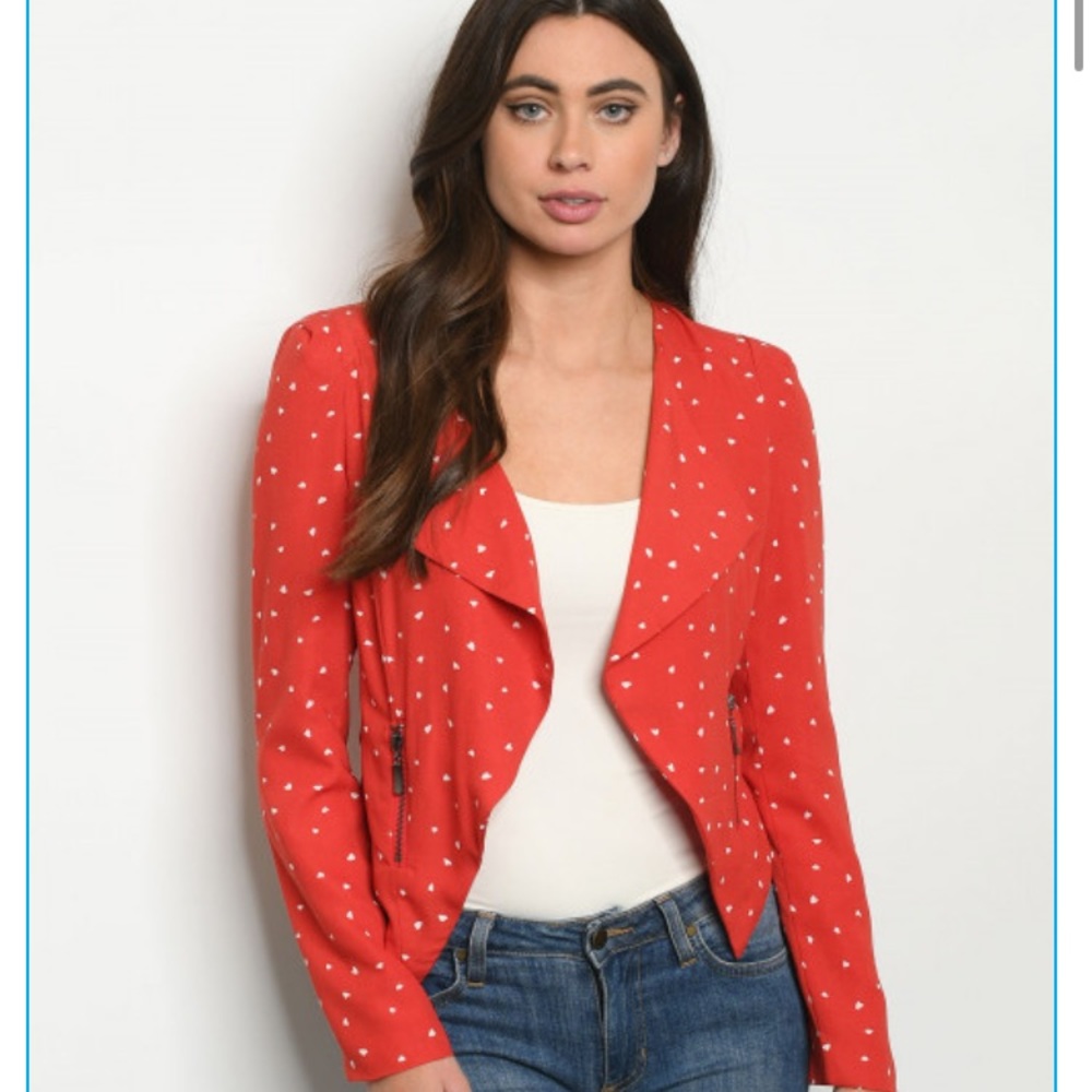 Red Blazer with white heart details